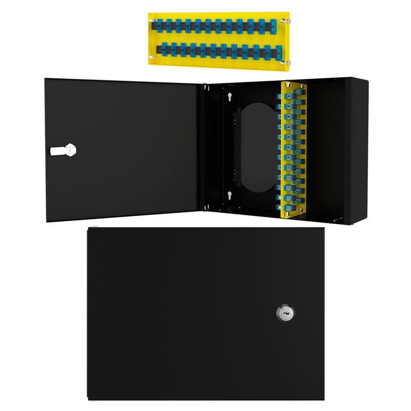 Wall-Mounted 24-Port SC Simplex Fiber Optic Box Complete Set