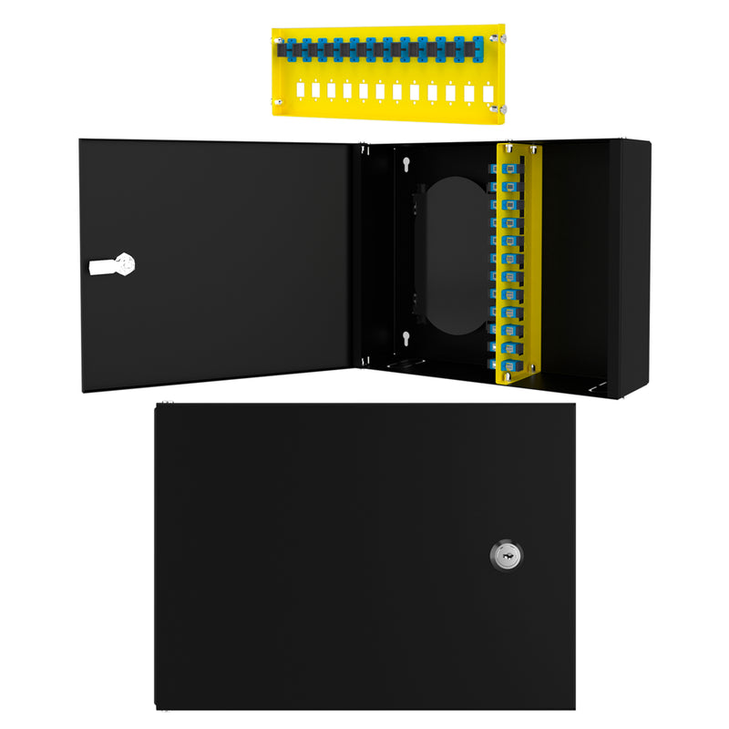 Wall-Mounted 12-Port SC Simplex Fiber Optic Box Complete Set