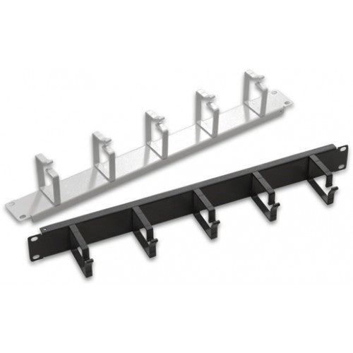 19" 1U Horizontal Cable Management Organizer with Hooks