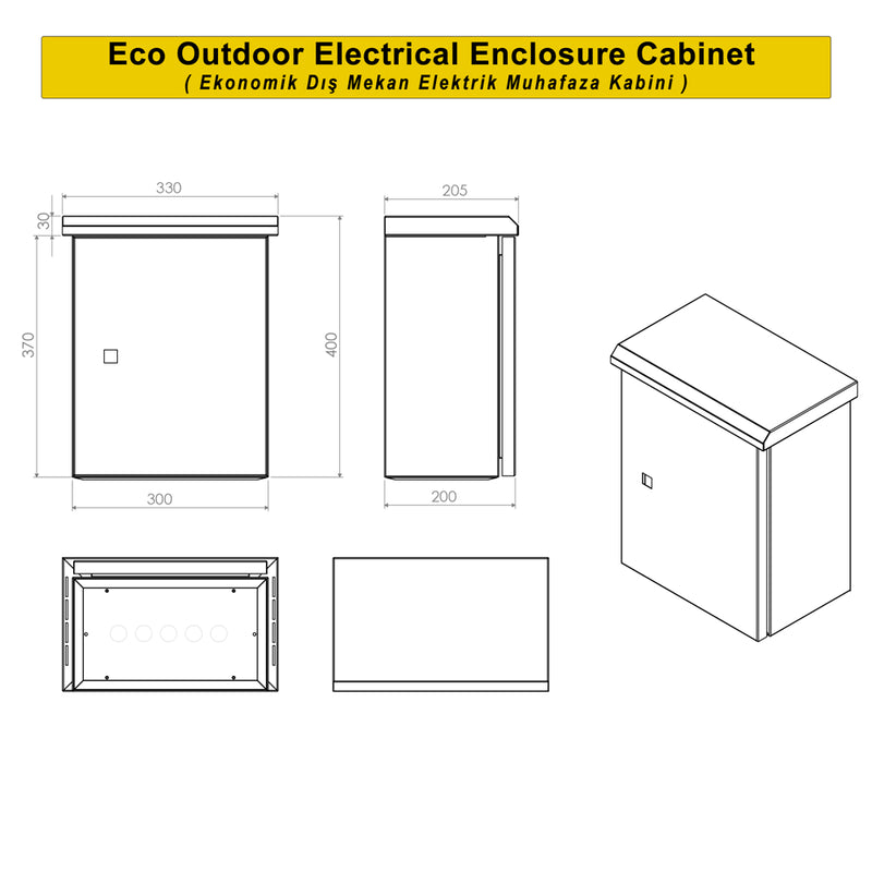 300x400x200mm External Wall-Mounted Economy Series Metal Electrical Panel