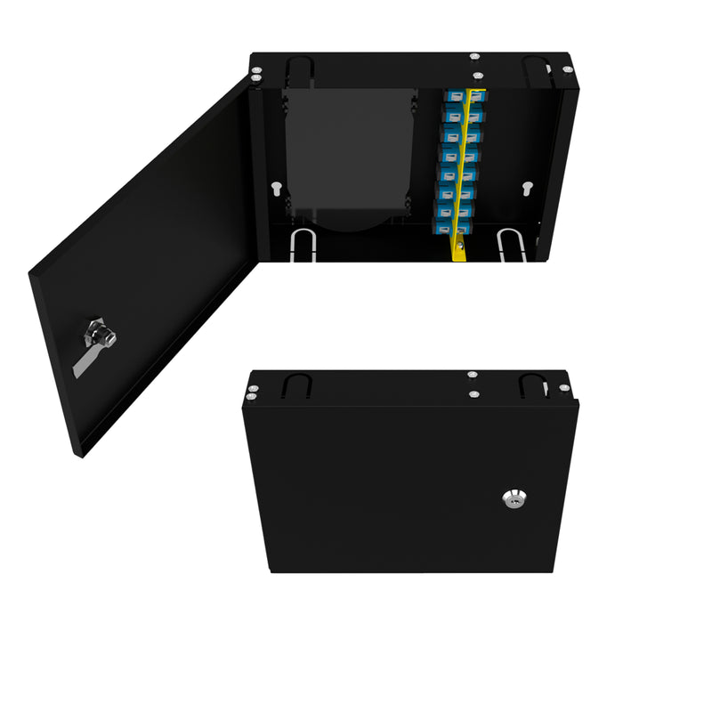 Wall-Mounted 8-Port LC Duplex Fiber Optic Box Complete Set