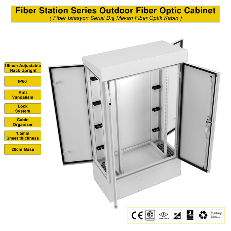22U 19" 400mm Outdoor Fiber Optic Rack Cabinet