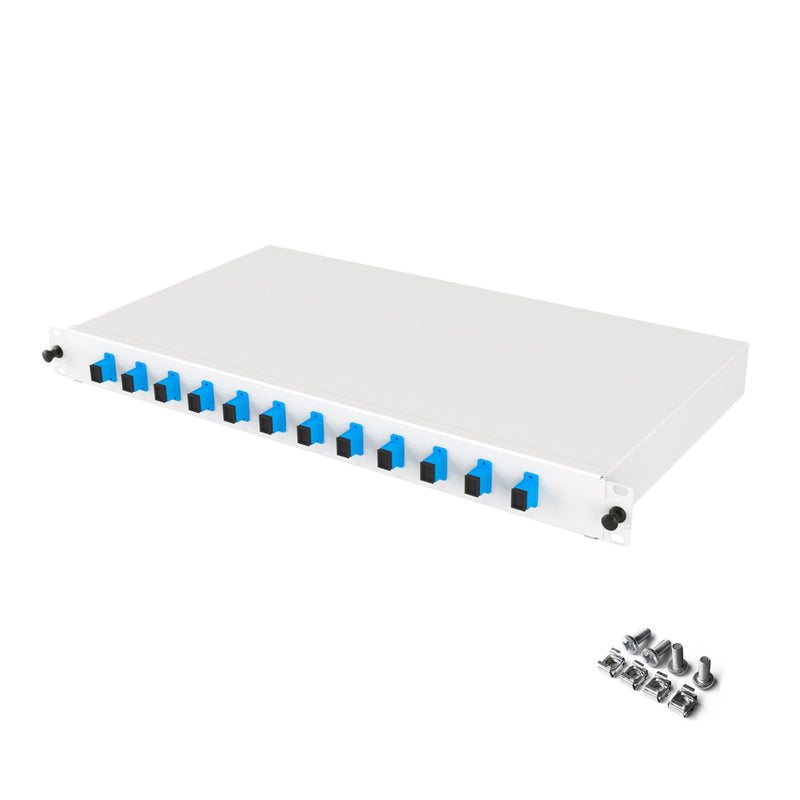 19" 1U 12 Port SC Simplex Fiber Optik Patch Panel Full(Dolu)