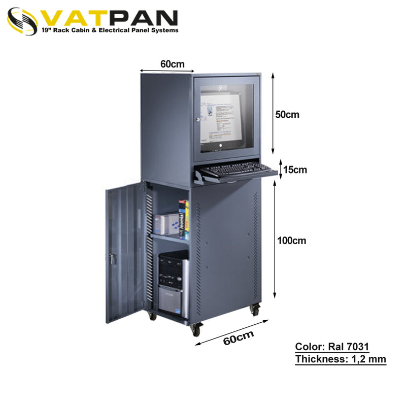Post-Mounted Industrial Computer Cabinet RAL 7031