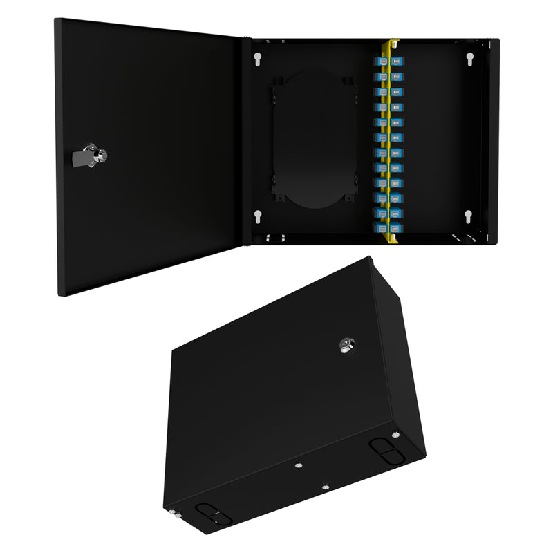 Wall-Mounted 12-Port SC Simplex Fiber Optic Box Complete Set