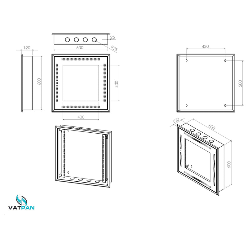 12U 600x120mm Wall-Mounted In-Wall FTTH Optical Network Termination Cabinet