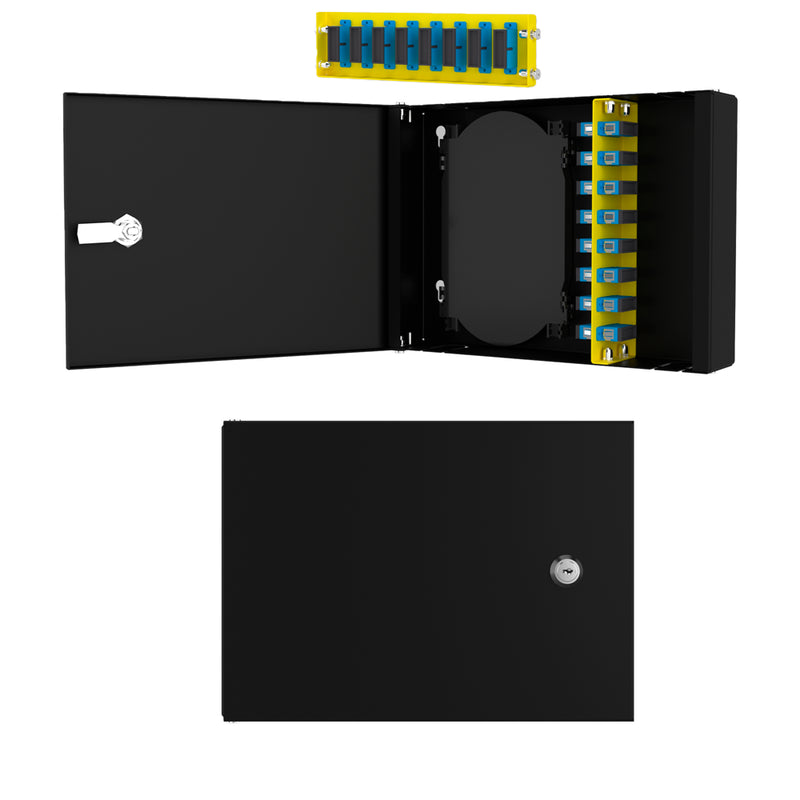 Wall-Mounted 8-Port LC Duplex Fiber Optic Box Complete Set