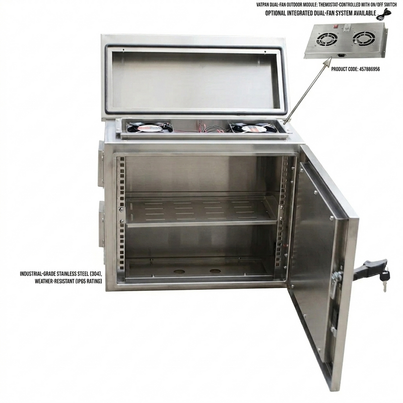 7U 19" Outdoor Pole-Mount Stainless Steel CCTV Rack Cabinet – Double Wall, 250mm Depth