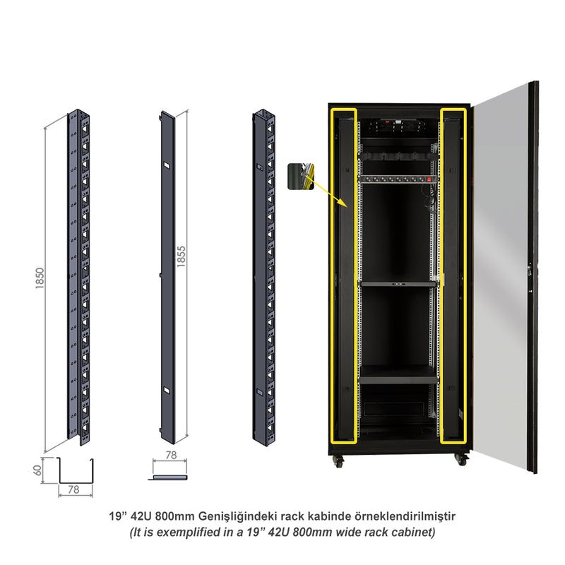 19" 30U Vertical Cable Management Metal Organizer