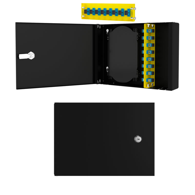 Wall-Mounted 8-Port SC Simplex Fiber Optic Box Complete Set
