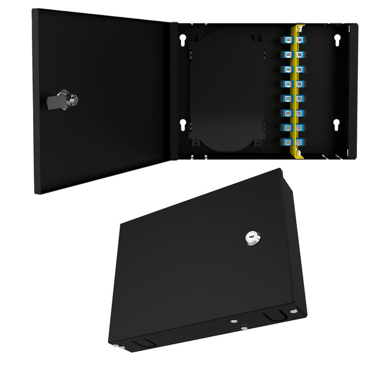 Wall-Mounted 8-Port LC Duplex Fiber Optic Box Complete Set