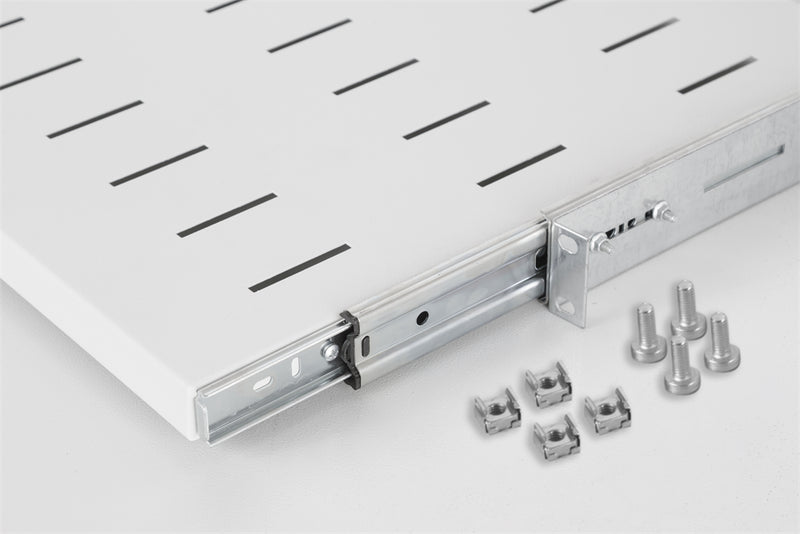 19" 1U Sliding Rack 400mm White