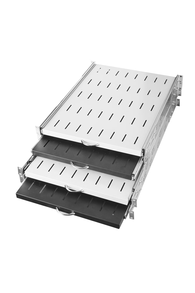 19" 1U Sliding Rack 400mm White