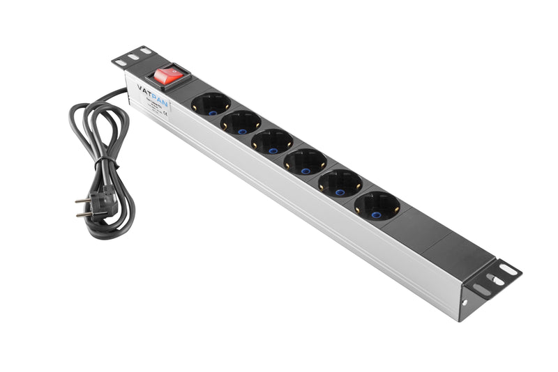 19" 6-Outlet Aluminum Group Outlet with Switch