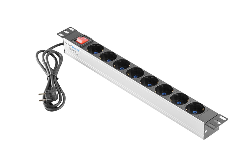 19" 8-Outlet Aluminum Group Outlet with Switch