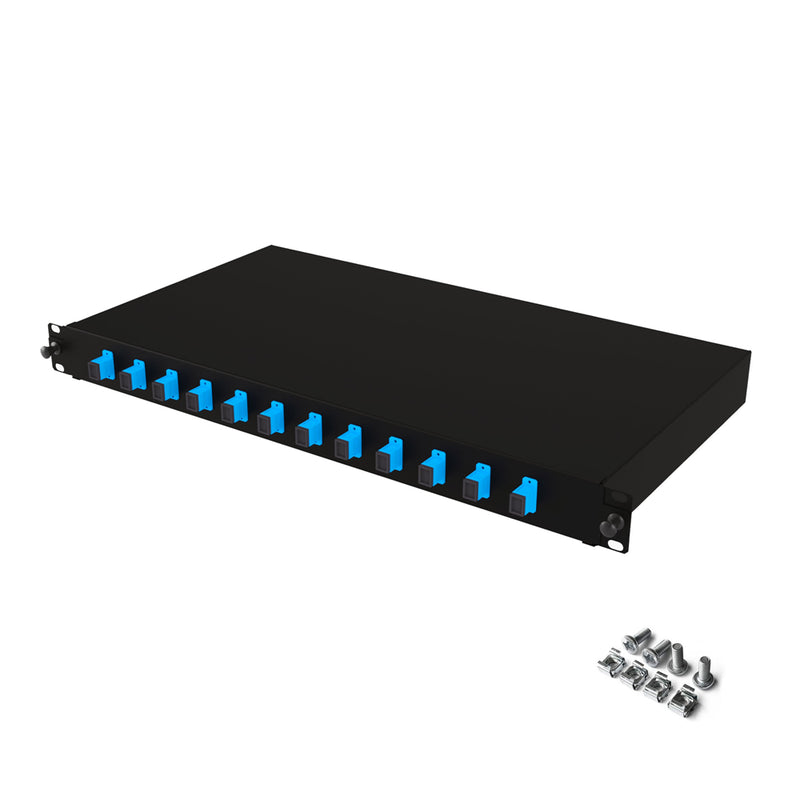 19" 1U 12 Port SC Simplex Fiber Optik Patch Panel Full(Dolu)