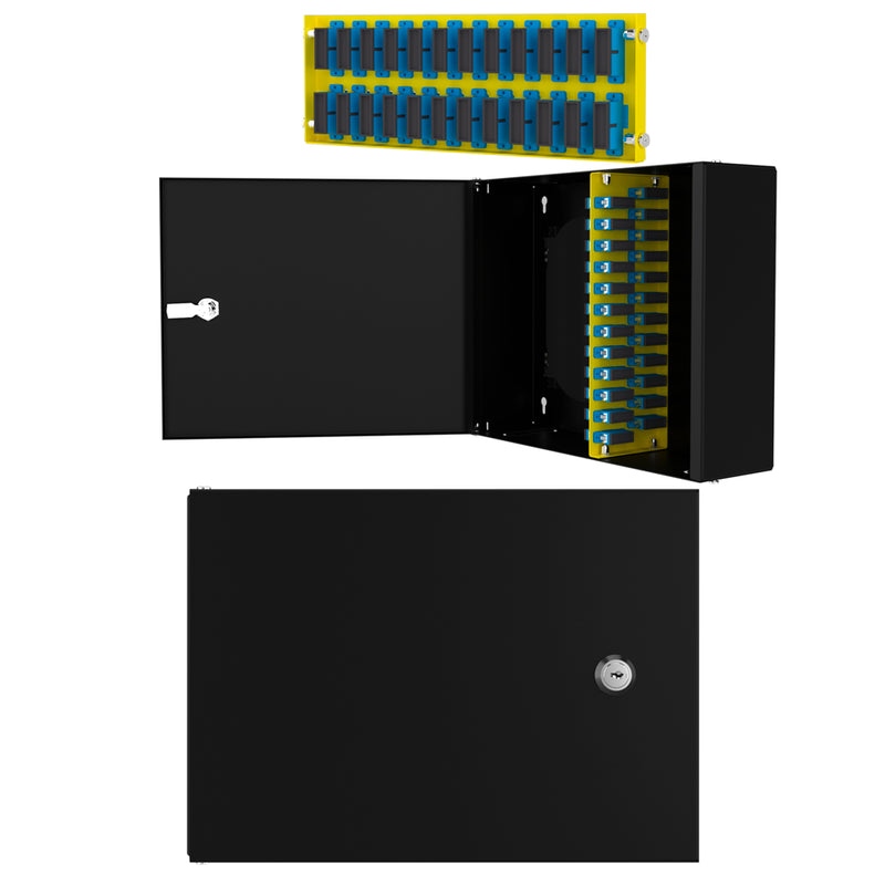 Wall-Mounted 24-Port LC Duplex Fiber Optic Box Complete Set