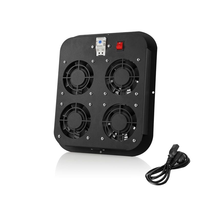 4-Pack 19" Fan Module with Thermostat-Controlled On/Off Switch
