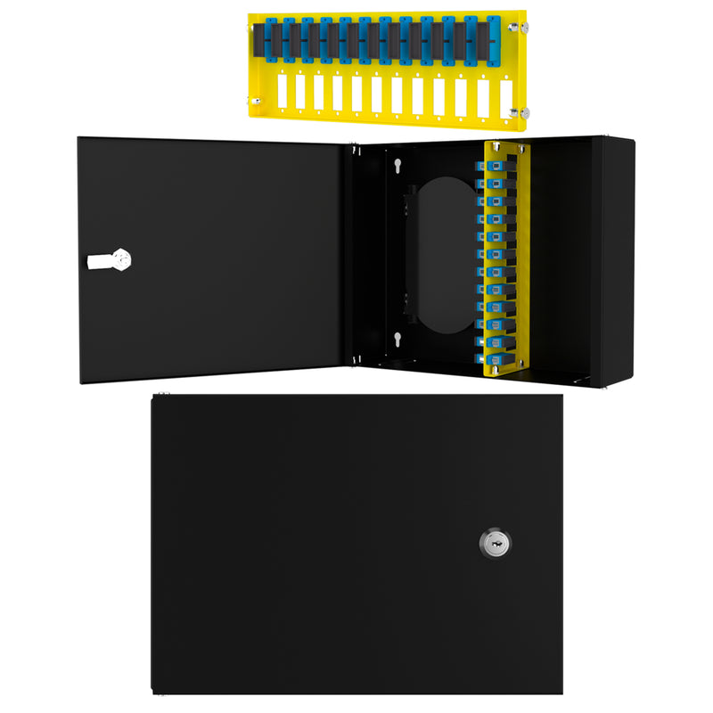 Wall-Mounted 12-Port LC Duplex Fiber Optic Box Complete Set