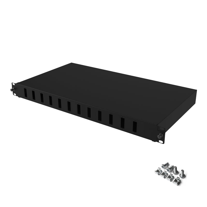 19" 1U 12-Port SC Duplex Fiber Optic Patch Panel (Empty)