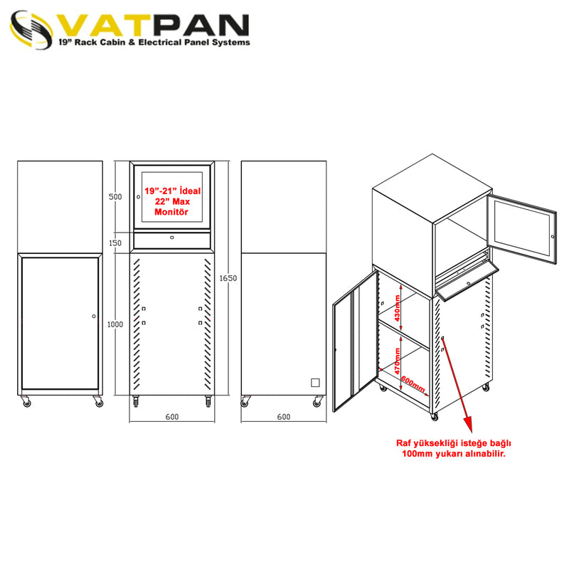 Post-Mounted Industrial Computer Cabinet RAL 7031