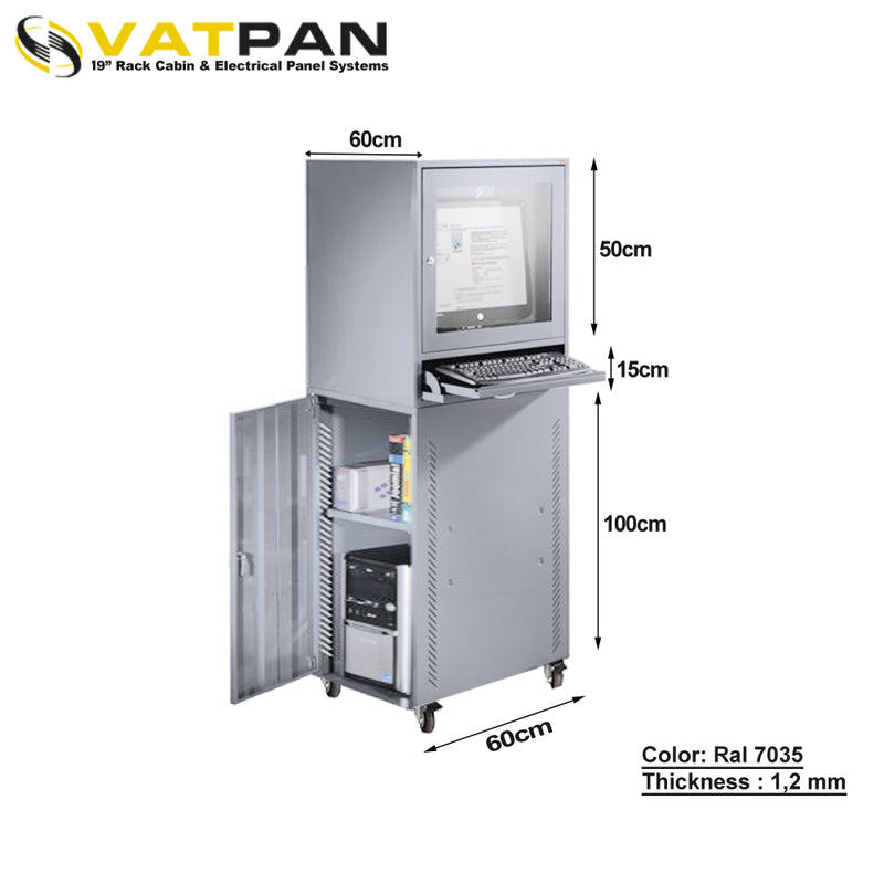 Post-Mounted Industrial Computer Cabinet RAL 7035