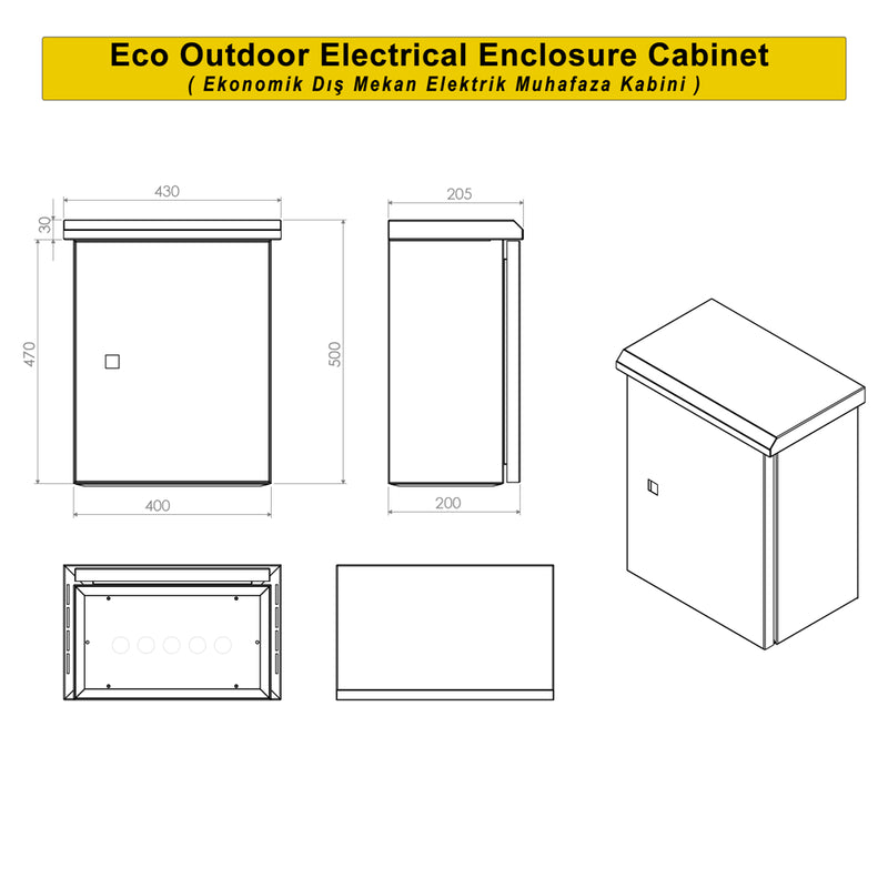 400x500x200mm Outdoor Wall-Mounted Economy Series Metal Electrical Panel