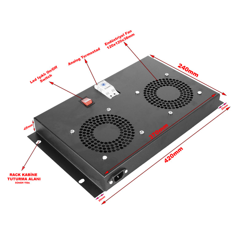 2-Fan Module with Thermostat-Controlled On/Off Switch