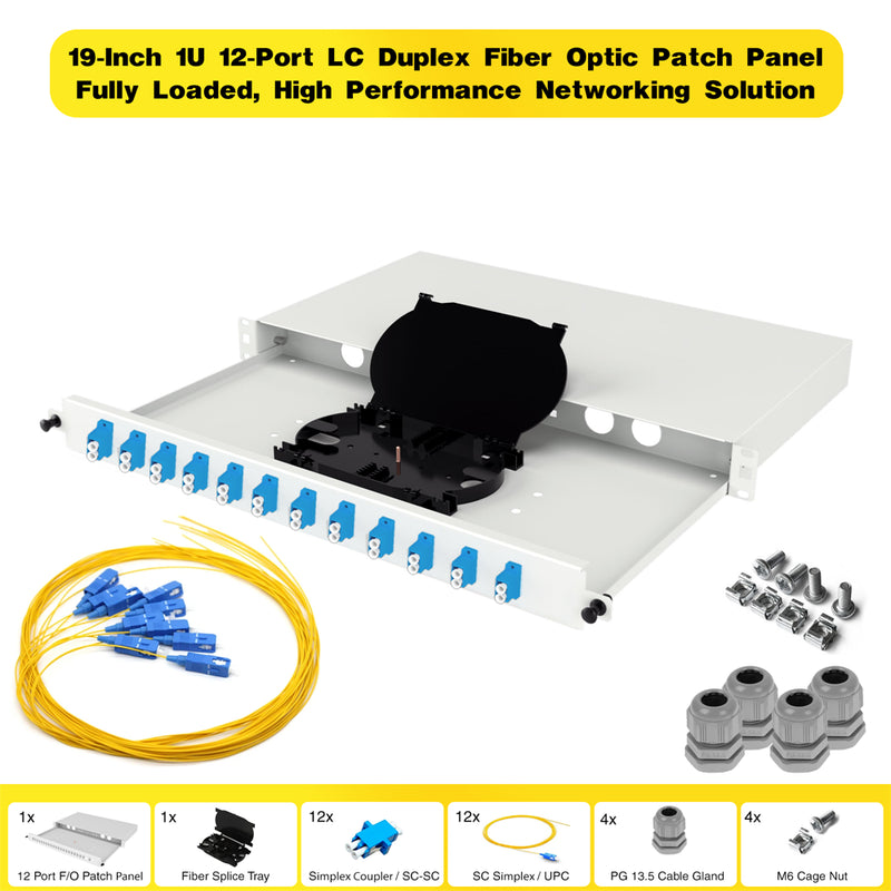 19" 1U 12 Port LC Duplex Fiber Optik Patch Panel Full(Dolu)
